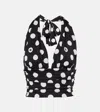 Dolce & Gabbana Polka-dot Charmeuse Top With Plunging Neckline In White