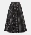 Dolce & Gabbana Pleated Printed Polka-dot Cotton-poplin Midi Skirt In Multicoloured
