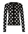 DOLCE & GABBANA POLKA-DOT INLAY SILK WOOL CARDIGAN