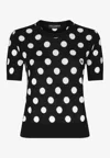 Dolce & Gabbana Polka-dot Inlay Knitted Tank Top In Black