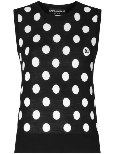 Dolce & Gabbana Dolce&gabbana Women Top With Polka-dot Motif In Black