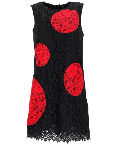 Pre-owned Dolce & Gabbana Polka Dot Lace Detail Mini Dress (authentic Pre-loved) In Black