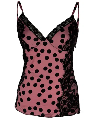 Pre-owned Dolce & Gabbana Polka Dot Lace Trimmed Blouse