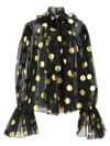 Dolce & Gabbana Printed Organza Blouse In Black