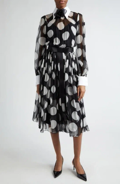 Dolce & Gabbana Polka-dot Print Dress In White/black