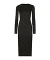 Dolce & Gabbana Charmeuse Calf-length Sheath Dress With Polka-dot Print In Black
