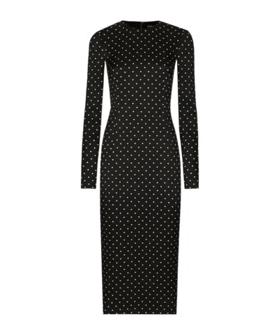 DOLCE & GABBANA DOLCE  GABBANA POLKA-DOT PRINTED CALF-LENGTH SHEATH DRESS