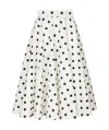 Dolce & Gabbana Polka-dot Cotton-drill Midi Skirt In White