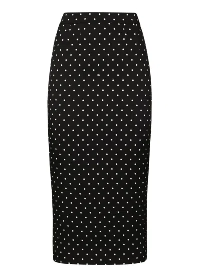 DOLCE & GABBANA DOLCE & GABBANA POLKA DOT MIDI SKIRT WITH ELEGANT SILHOUETTE AND LUXURIOUS SILK BLEND