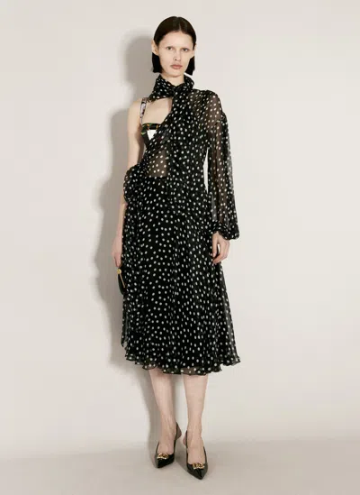 Dolce & Gabbana Polka-dot Chiffon Midi Dress In Black