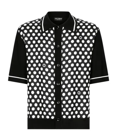 Dolce & Gabbana Polka-dot Oversize Silk Yarn Shirt In プリ