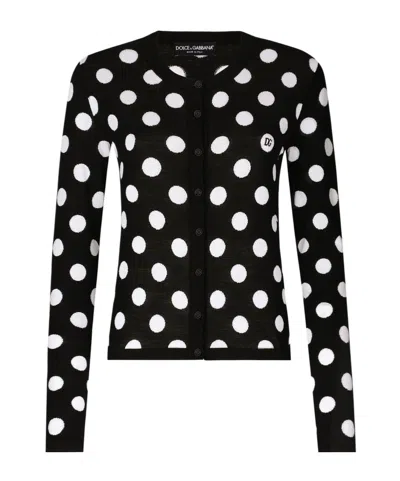DOLCE & GABBANA DOLCE  GABBANA POLKA-DOT INLAY CARDIGAN