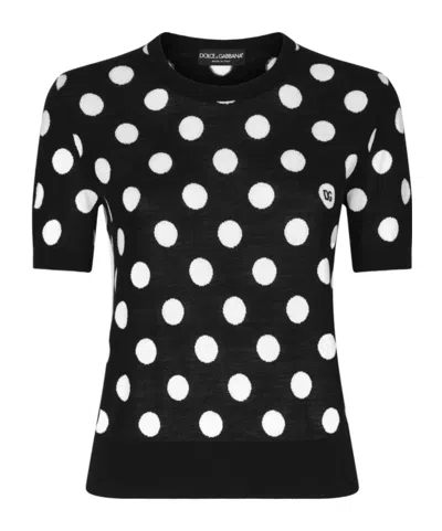 DOLCE & GABBANA DOLCE  GABBANA POLKA-DOT INLAY KNITTED TANK TOP