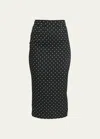 Dolce & Gabbana Logo Polka-dot Print Marquisette Midi Pencil Skirt In Black Prt