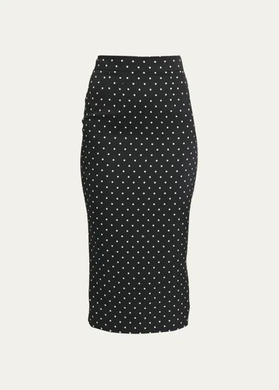 Dolce & Gabbana Polka-dot Pencil Midi Skirt In Black Prt