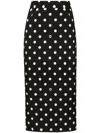 Dolce & Gabbana Chic Black Mambo Midi Skirt With White Pots