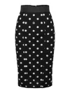 Dolce & Gabbana Capri Polka-dot Charmeuse Pencil Skirt In Black