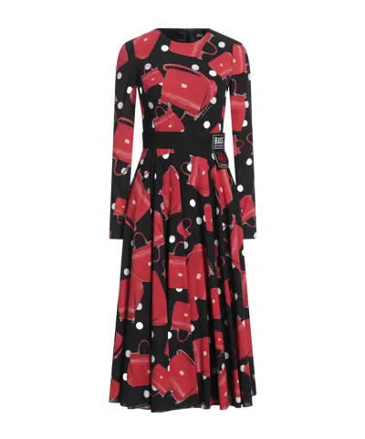 Dolce & Gabbana Polka Dot Pleated Dress In Multi