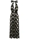 Dolce & Gabbana Pleated Chiffon Calf-length Dress With Polka-dot Print In Black