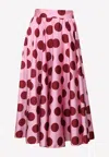 Dolce & Gabbana Polka Dot Pleated Midi Skirt In Pink