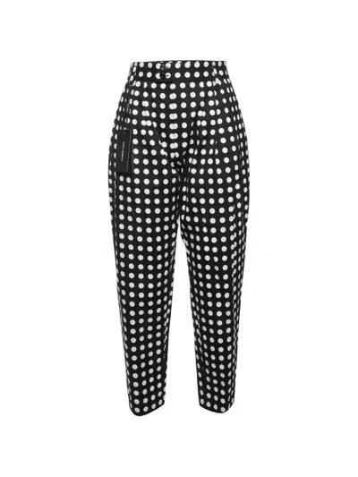Pre-owned Dolce & Gabbana Polka Dot Pleated Trousers In Black