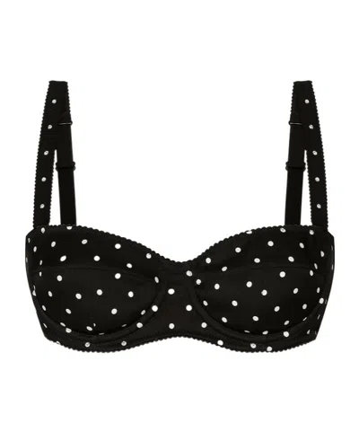 DOLCE & GABBANA POLKA DOT-PRINT BALCONETTE BRA