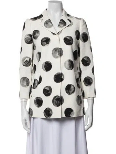 Pre-owned Dolce & Gabbana Polka Dot Print Blazer In White