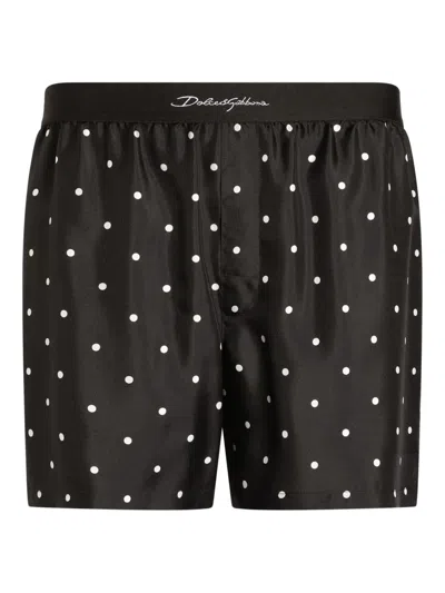 Dolce & Gabbana Polka Dot-print Boxers In Black