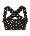 Dolce & Gabbana Cotton Corset Top With Polka-dot Print In Black