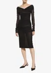 Dolce & Gabbana Tulle Calf-length Dress With Draping And Polka-dot Print In Black