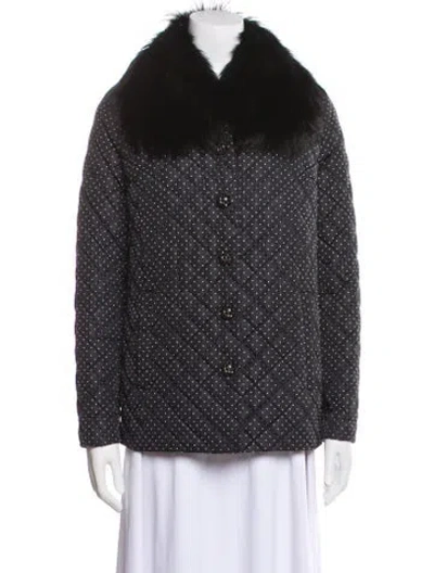 Pre-owned Dolce & Gabbana Polka Dot Print Fur Jacket In Black