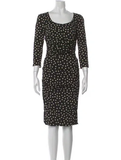 Pre-owned Dolce & Gabbana Polka Dot Print Knee-length Dress In Black