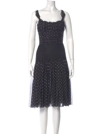 Pre-owned Dolce & Gabbana Polka Dot Print Knee-length Dress In Black
