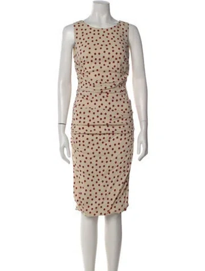 Pre-owned Dolce & Gabbana Polka Dot Print Knee-length Dress In Neutral