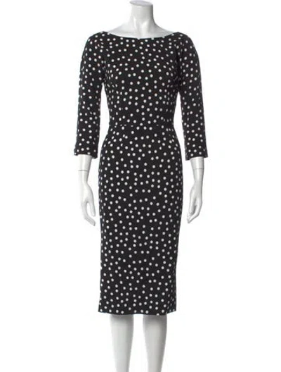 Pre-owned Dolce & Gabbana Polka Dot Print Knee-length Dress W/ Tags In Black