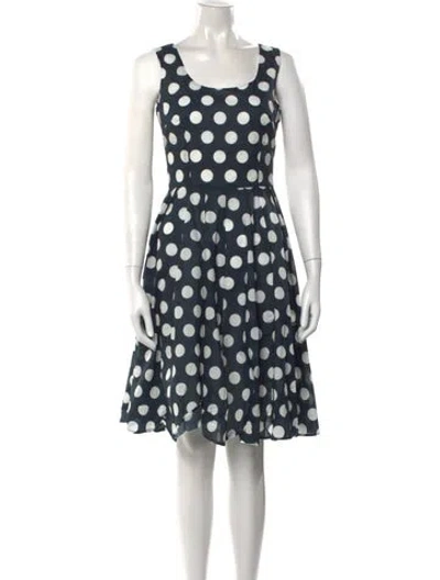Pre-owned Dolce & Gabbana Polka Dot Print Knee-length Dress W/ Tags In Blue