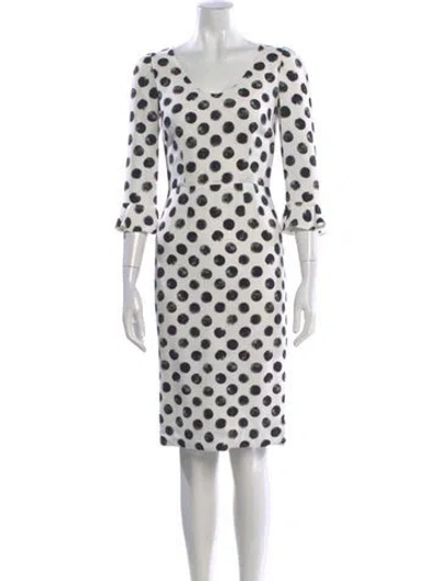 Pre-owned Dolce & Gabbana Polka Dot Print Knee-length Dress In White