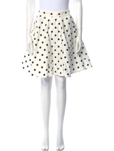 Pre-owned Dolce & Gabbana Polka Dot Print Knee-length Skirt In White