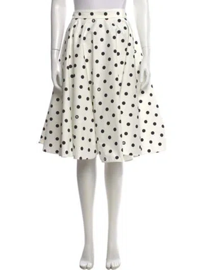 Pre-owned Dolce & Gabbana Polka Dot Print Knee-length Skirt In White