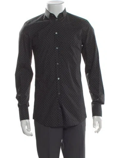 Pre-owned Dolce & Gabbana Polka Dot Print Long Sleeve Shirt W/ Tags In Black