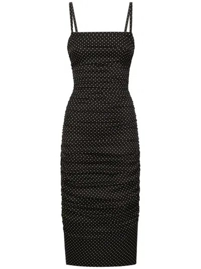 Dolce & Gabbana Polka Dot Midi Dress In Black