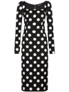 Dolce & Gabbana Polka Dot Print Silk Midi Dress In Black