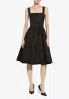 Dolce & Gabbana Dg Polka Dot Sleeveless Button-front Cotton Popeline Midi Sundress In Black