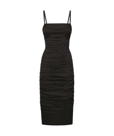 Dolce & Gabbana Polka Dot Midi Dress In Black