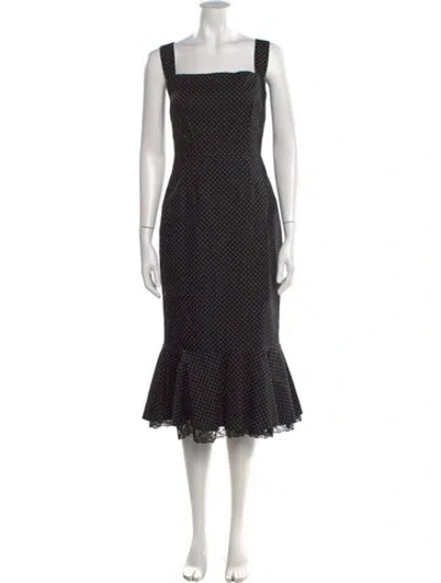 Pre-owned Dolce & Gabbana Polka Dot Print Midi Length Dress In Black