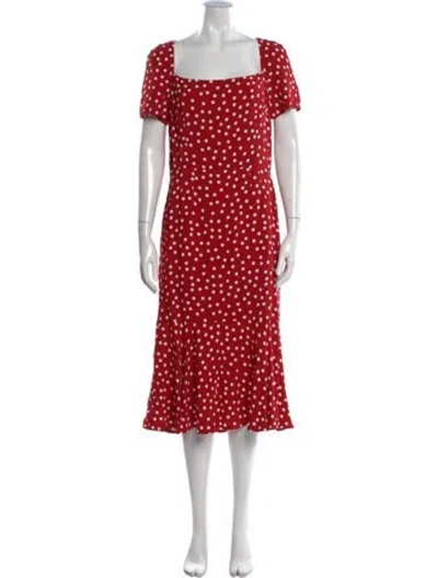 Pre-owned Dolce & Gabbana Polka Dot Print Midi Length Dress In Red