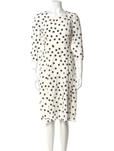 Pre-owned Dolce & Gabbana Polka Dot Print Midi Length Dress In White