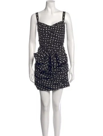 Pre-owned Dolce & Gabbana Polka Dot Print Mini Dress In Black