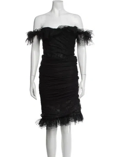 Pre-owned Dolce & Gabbana Polka Dot Print Mini Dress In Black