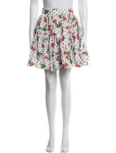 Pre-owned Dolce & Gabbana Polka Dot Print Mini Skirt In White